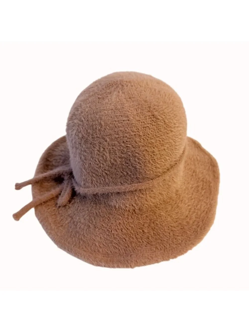 Arianna By Howards Fuzzy Cloche Hat Camel Brown Bow Winter Fall Cozy Boutique